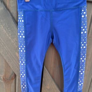 L.L. Bean Kids Blue Leggings with White Polka Dots